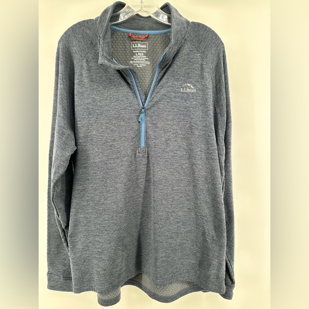 L.L. Bean Adventure Grid 1/4 Zip Fleece Sweater Gray Men's Large Slightly Fitted